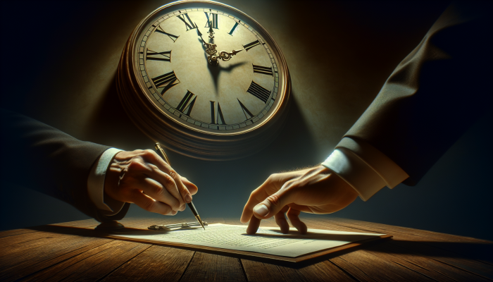 Mobile Apps for Debt Consolidation Updates: Streamlined Solutions | DCL A person signing a debt consolidation loan with a clock and rising interest rates in the background, symbolising risks.