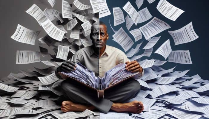 Debt Consolidation Explained: A Beginner's Guide | DCL Debt Consolidation Explained: A visual representation of a person consolidating multiple bills into one folder, symbolising financial relief and clarity.