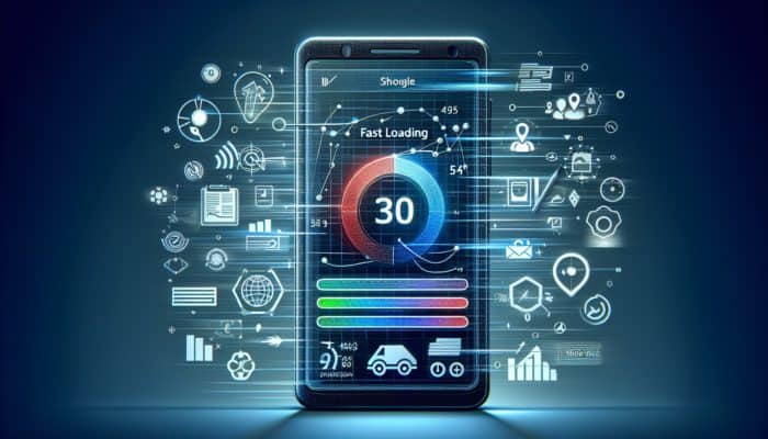 A smartphone displaying a fast, interactive, and visually stable website, illustrating mobile SEO trends.