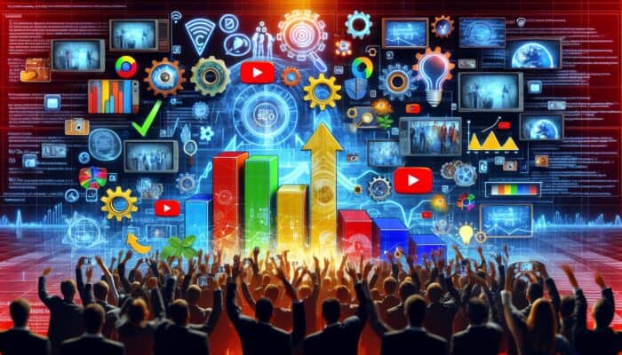 A colourful digital interface showcasing an array of YouTube playlists with thumbnails, enhancing engagement and SEO.