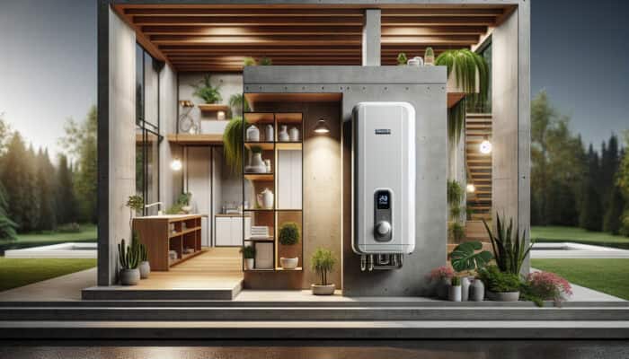 A modern tankless water heater in a sustainable Kitsilano home, symbolising durability and a 20-year lifespan.
