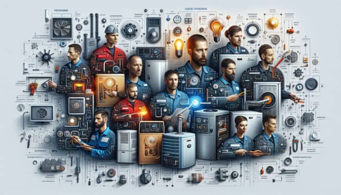 Infographic depicting Langley furnace technicians performing maintenance and service, sharing essential tips.